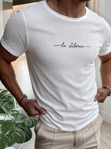 Manfinity NXTstreet 男士休闲日常度假字母印花纹理面料圆领 T 恤 - 白色 - 查看 4