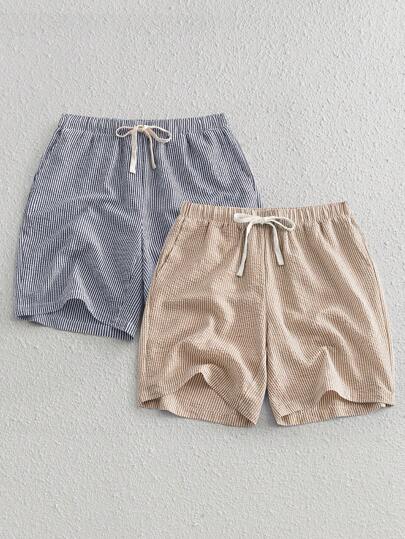 EASEVO Plus Size Men's Casual Striped Drawstring Waist Shorts, Summer  Skin-Friendly And Breathable  Thick And Structured  Comfortable And Wrinkle-Resistant  Stretchy And Comfortable