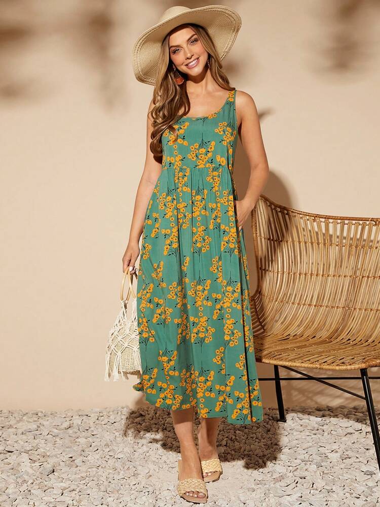 Floral Print Scoop Neck Dresssummer Outfits, Spring Outfit, Beach Outfit, Festival Outfits, Vacation Outfits, Office Outfits, Country Outfit Women / For Women Elegant Dress, Elegant Party Dress, Elegant Blouse, Casual Classy Casual Dress, Casual Blouse, Casual Sets, Casual Long Dresses Beach Dress, Beach Outfit, Vacation Dress, Summer Holiday Outfits Wedding Guest Dress, Bridesmaid Dress, Graduation Dress