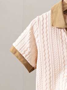 Genkimix Kids Summer New Korean Style Preppy Toddler Boys' Striped Polo Collar Short Sleeve Knit Top + Navy Casual Shorts 2pcs Set