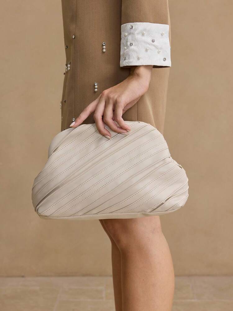 WOMEN'S FASHIONABLE PLEATED SOLID COLOR CLUTCH BAG, SUITABLE FOR WORK
