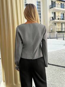 Siren Gaze Blusa casual da donna con colour in vita e B tinta unita - Grigio - Visualizzare 2