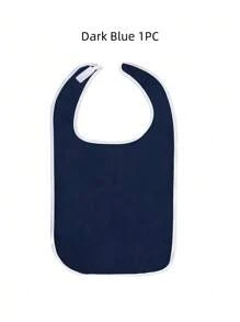 1 件优质吸水布成人围兜 - 男女通用成人围兜；老年人和残疾人用餐布，可调节，厚羊毛围兜衣服保护套，可机洗，蓝色