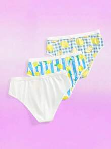 3条装少女柠檬印花无缝舒适内裤 - 彩色 - 查看 2
