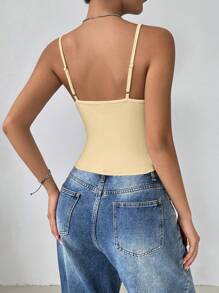 INAWLY 1 pieza Camiseta gráfica de mujer con Top corta fruncida y retorcida de unicolor - Albaricoque - Ver 2