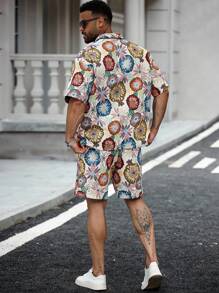 Manfinity LEGND 男士休闲时尚宽松短袖衬衫套装 - 彩色 - 查看 2