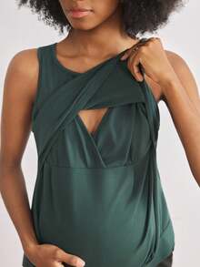 BloomMama Maternity Solid Color Round Neck Casual Versatile Sleeveless Camisole