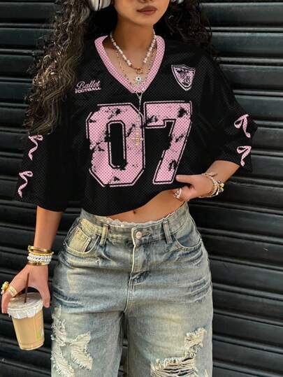 Slaydiva 休闲简约加大码撞色短款宽松T恤，适合夏季穿着