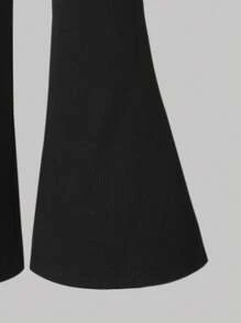2 件套女童度假休闲优雅蝴蝶结拼接长袖运动衫和喇叭裤套装 - 白色 - 查看 5