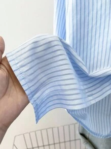 INAWLY Camisa de manga larga a rayas para uso casual/oficina de mujeres