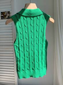Comfortcana 女士休闲针织无袖上衣，绿色 - 綠色 - 查看 2