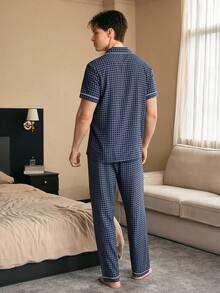 CoupledUp Basics Style Multicolor Plaid Pajama Set With Hollow Out Lapel Design For Couples  Cozy And Elegant Details - Multicolor - View 2