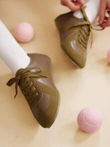 CUCCOO EASI Giày thể thao nữ thời trang thoải mái giản dị thiết kế tối giản - Màu Khaki - Xem 5