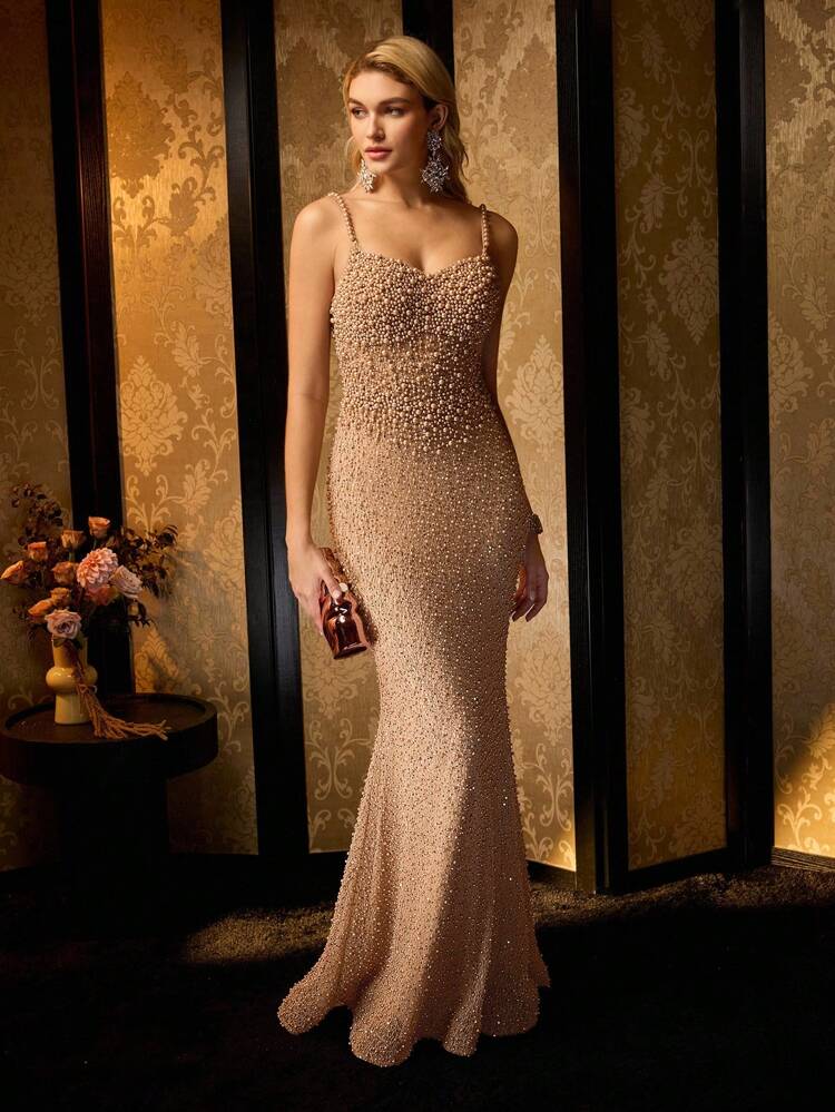 MOTF Soiréza FAUX PEARL BEADED MERMAID HEM EVENING GOWN