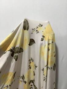 SHEIN Romantic-Flora Elegant Plus Size Summer Sleep Dress With V-Neck And Flounce Sleeves In Floral Print - Yellow - View 8