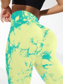 SHEIN Sports 女士时尚高腰弹力透气紧身裤 - 彩色 - 查看 2