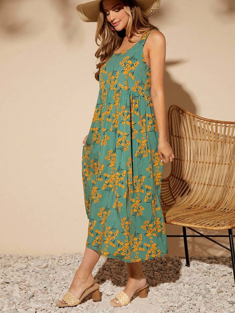 Floral Print Scoop Neck Dresssummer Outfits, Spring Outfit, Beach Outfit, Festival Outfits, Vacation Outfits, Office Outfits, Country Outfit Women / For Women Elegant Dress, Elegant Party Dress, Elegant Blouse, Casual Classy Casual Dress, Casual Blouse, Casual Sets, Casual Long Dresses Beach Dress, Beach Outfit, Vacation Dress, Summer Holiday Outfits Wedding Guest Dress, Bridesmaid Dress, Graduation Dress