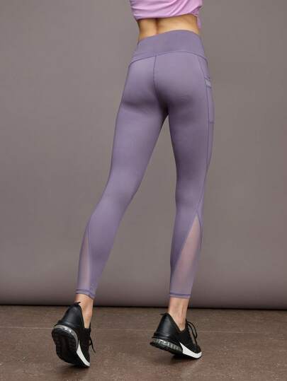Activina Activina 吸汗速乾 コントラストメッシュ スマホポケット付き スポーツレギンス