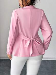 Elenzga Women's Plus Size Elegant Lapel Shoulder Pad Long Sleeve Fitted Cinched Waist Side Blazer Jacket Fall Cloth For Women