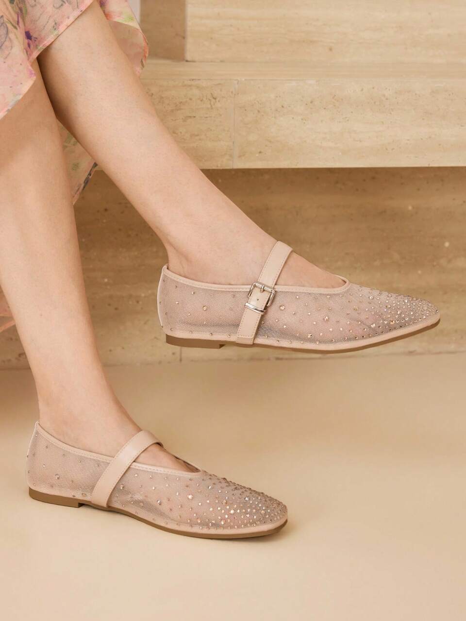 RHINESTONE DETAIL BALLET FLATS FOR CHRISTMAS SPRING SHOES