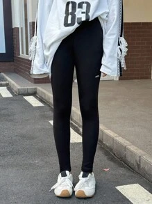 Dazy Kids Pantalones leggings casuales de ajuste delgado con estampado de letras para adolescentes, otoño