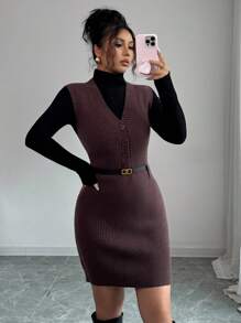 Rafferiza 女士秋冬新款设计，采用独特的黑白条纹和立体蝴蝶结，独特百搭，展现温柔的法式休闲优雅，通勤长袖毛衣 - 棕色 - 查看 4