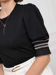 Miaspire Women's Lace Stitching Elegant Tops
Autumn Women's Elegant Street Party Occasions Women's Modest Tee For Women
Teacher Outfits For Women
Autumn And Winter Puff Sleeves Elegant T-Shirts For Women - Black - View 2