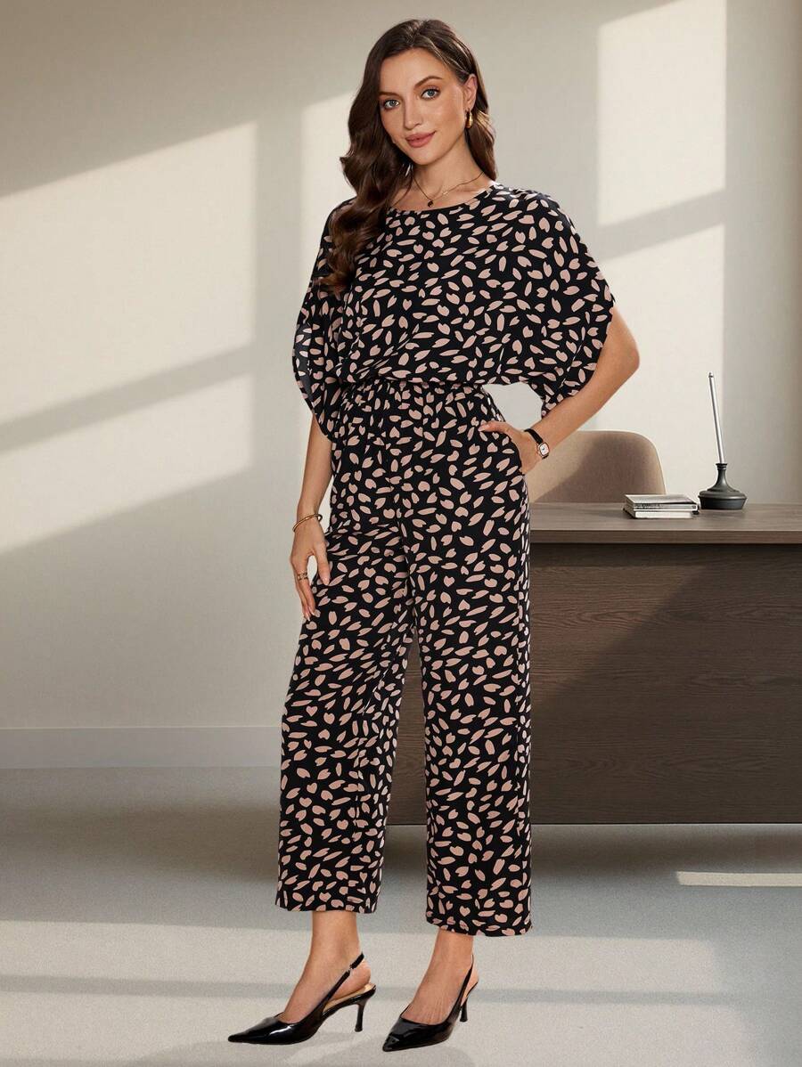 Editum Women'S Full Printed High Waist Jumpsuit - Multicolor - View 1