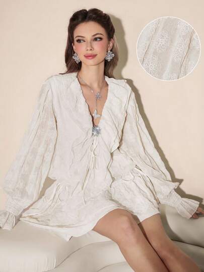 Poshira 女士优雅提花面料迷你连衣裙，适合聚会、工作、上学