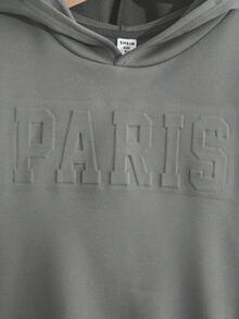 Tween Boy Letter Embossed Long Sleeve Casual Sweatshirt Autumn Winter Clothes For Girl - Grey - View 5