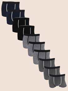 Manfinity Underwear&Sleepwear Basics 10 条装 男士纯色平角内裤 - 彩色 - 查看 1