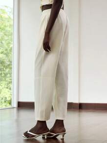 Lumivelle Pantalon ample et ample d'été pour femmes de couleur unie - Nude - Voir 2