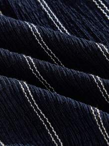 Chillumni 男士条纹抽绳腰口袋宽松短裤 - 寶藍色 - 查看 5