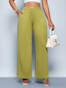 SOLERSUN Pantalon large élégant et pour femmes, en coloris unicolore, convenant pour les déplacements quotidiens - Jaune moutarde - Voir 5