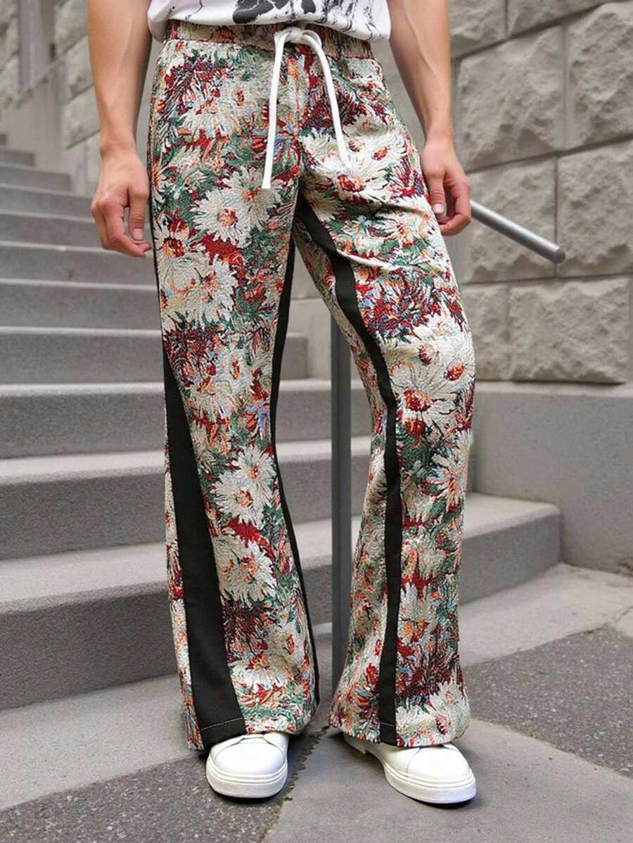 Manfinity Homme 男士成熟街头风格花卉印花修身裤 - 彩色 - 查看 1