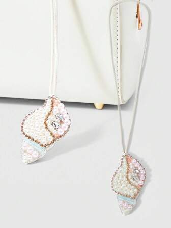 Fairycore قطعة واحدة من قلادة البحر المصنوعة يدويًا والمزينة بالخرز والترتر واللؤلؤ والجلد