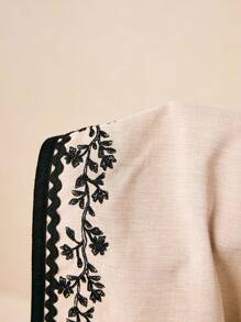 Poéselle 女式花卉印花单排扣休闲背心常规夹克 - 杏色 - 查看 8