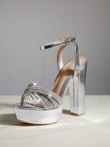 SHUZIA Sandales à plateforme et talons carrés avec sangle à la cheville, confortables et pour femmes