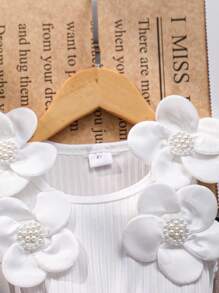 Elladie kids 女童3D花卉网眼无袖圆领休闲夏装