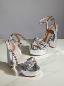 SHUZIA Sandales à plateforme et talons carrés avec sangle à la cheville, confortables et pour femmes