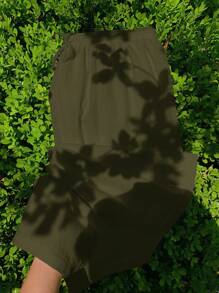 Comfortcana Olive Green Casual Loose Wide Leg Drawstring Pants For Plus Size Women,Fall Clothes For Women - Army Green - View 5