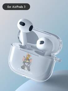 TOM & JERRY X SHEIN 时尚可爱卡通老鼠和猫印花透明耳机盒 - 無色 - 查看 1