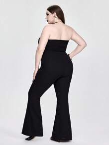 ROMWE Bộ đồ liền thân Gothic cỡ lớn dành cho nữ có thiết kế thắt eo, thích hợp cho hộp đêm hoặc buổi hòa nhạc - màu đen - Xem 3