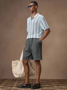 AKNOTIC Short décontracté droit à taille élastique en tricot blanc pour hommes, convient pour l'été, les vacances, les tenues quotidiennes, les fêtes, les couples, les cadeaux pour hommes