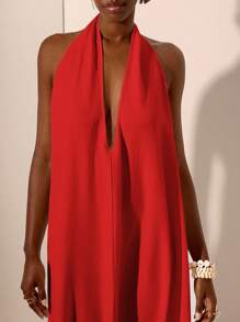 Zivah Lễ hội âm nhạc mới Xuân/Hè 2025, Lễ Phục sinh, Ngày Thánh Patrick, Phong cách phương Tây, Du mục, Tiệc sinh nhật, Tốt nghiệp, Phong cách đại học, Trang phục sinh viên, Thường ngày, Đa năng, Giải trí, Du lịch du thuyền, Bãi biển, Tắm nắng, Lan truyền, Thời trang đường phố, Khách dự tiệc cưới Boho, Đi làm, Ăn trưa, Sân bay, Váy maxi cổ chữ V sâu buộc dây họa tiết màu trắng, Váy maxi hở lưng - Đỏ - Xem 3