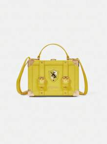 HARRY POTTER X SHEIN 女士时尚字母图案校徽贴片盒形手提包 - 黃色 - 查看 2