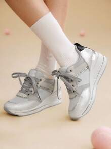 CUCCOO EASI 女士新款秋季低帮滑板运动鞋，百搭运动休闲白色硫化鞋 - 淺灰色 - 查看 5