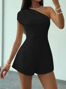 Aloruh Damen Kurzer Neckholder Jumpsuit mit Raffung, vielseitig einsetzbar für Urlaub, Pendeln, Bürokleidung, Frühling & Sommer