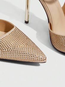 CUCCOO SZL Tacones altos de mujer con tacón alto, con strass en color albaricoque y adornos - Dorado - Ver 5