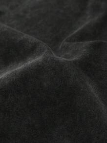 ROMWE MEN Casual 男士纯色圆领短袖T恤和口袋短裤套装 - 黑色 - 查看 7